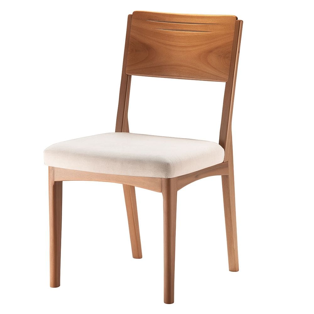 Cadeira Pulsare Ozki 48 cm (Largura) Base em Madeira Eucalipto Cedro Tecido Cor Bege