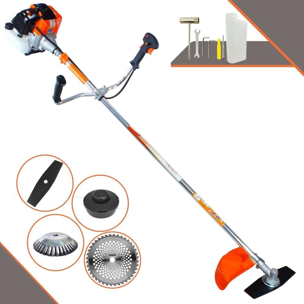 Roçadeira Vulcan VR430S À Gasolina 43cc 1,7HP 10.000rpm Alta Performance Com Carretel de Nylon + Faca 2 Pontas + Faca 40 Dentes Vídea + Escova de Aço