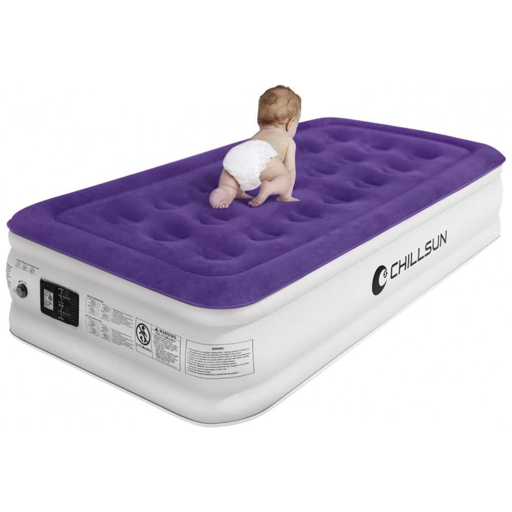 Colchão Inflável Solteiro com Bomba Embutida, Para até 250KG, CHILLSUN, Roxa