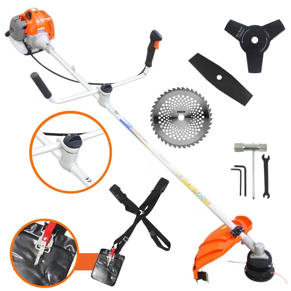 Cortador de Grama Vulcan VR430-P 43cc 1,7HP 2T Com Guidão Anti-Vibração Carretel de Nylon + Faca 2 Pontas + Faca 3 Pontas + Faca 40 Dentes de Vídea