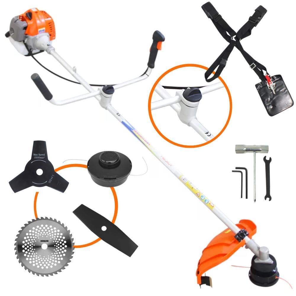 Roçadeira Podador de Grama À Gasolina VR430-P 2T 43cc 1,7HP de Alta Performance Com Carretel e Faca 3 Pontas + EXTRA Faca 2 Pontas e Faca 40 Dentes