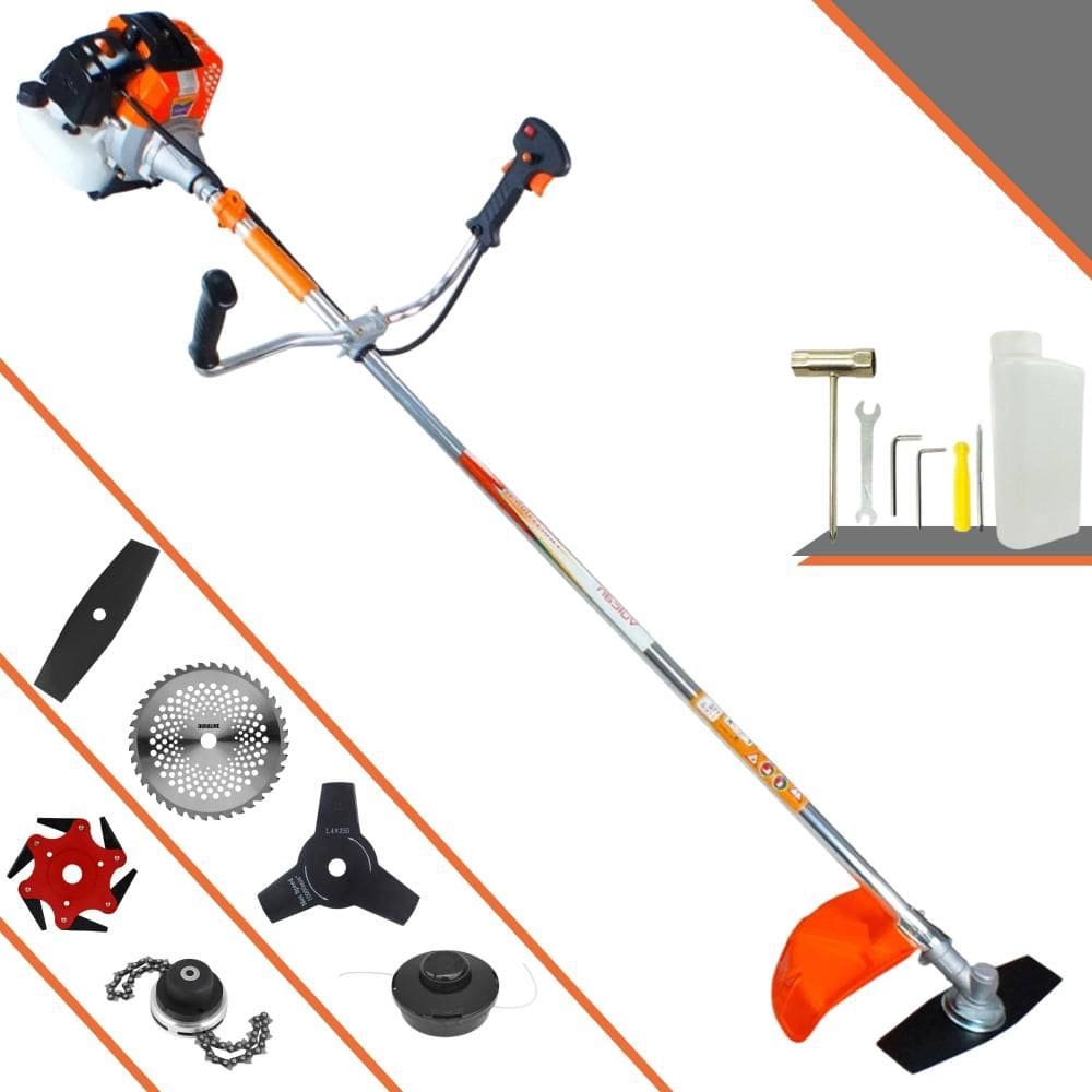 Roçadeira Vulcan VR430S À Gasolina 43cc 1,7HP 6 Em 1 Com Carretel e Faca 2 Pontas + Faca 3 Pontas + Faca 6 Pontas + Faca 40 Dentes de Vídea + Trimmer