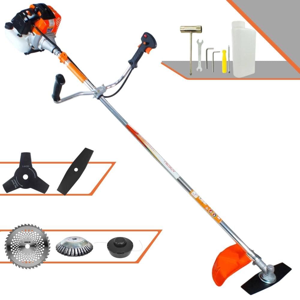 Roçadeira  Vulcan VR430S À Gasolina 2 Tempos 43cc 1,7HP 10.000rpm + EXTRA Faca 3 Pontas, Faca 40 Dentes de Vídea e Escova de Aço 38 Cerdas