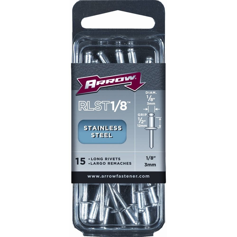 Pacote com 15 Pop Rivets Arrow RLST1/8 em aço inoxidável