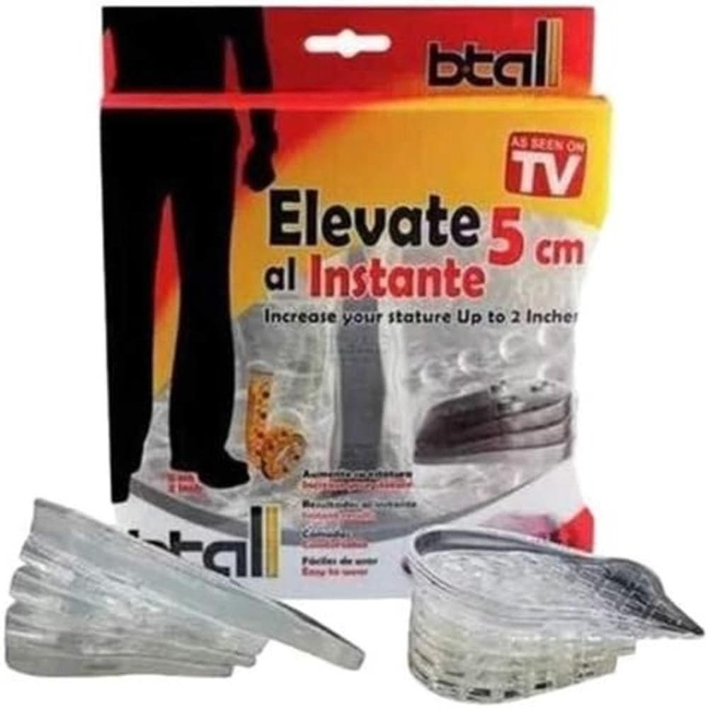 Par Palmilha Ortopedica Aumenta 5cm Calcanheira Elevacao Gel 3-4 Fascite Esporao Pes Altos