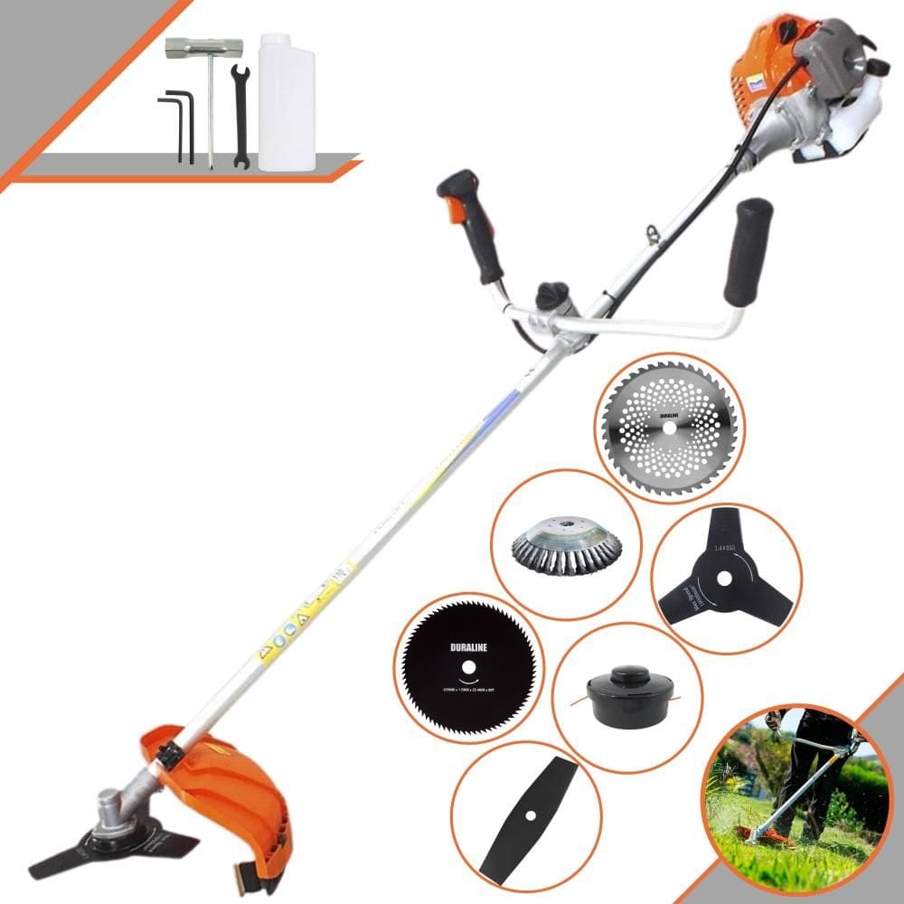 Roçadeira Multifunções Vulcan VR430P À Gasolina 2T 43cc 1,7HP 10.000rpm Com Carretel + Kit 4 Lâminas de Cortes + Escova de Aço Para Pavers e Calçadas