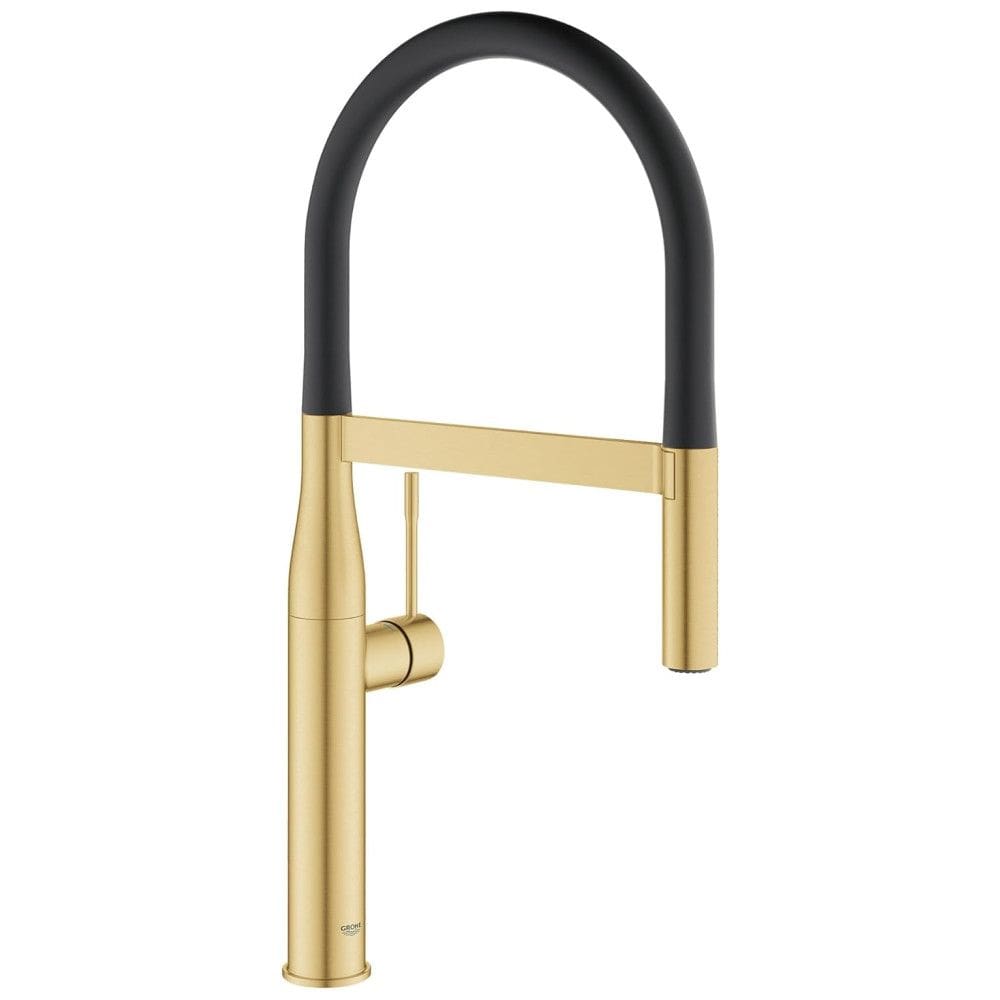 Torneira Cozinha Semi Pro com Pulverizador Removível e Acabamento Brushed, GROHE 30295GN0, Dourada e Preta