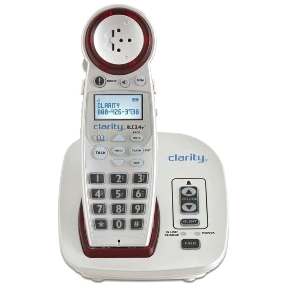 XLC3.4 DECT 6.0 Telefone sem Fio com Botão Extra Grande e Identificador de Chamadas, CLARITY 59234, Branco