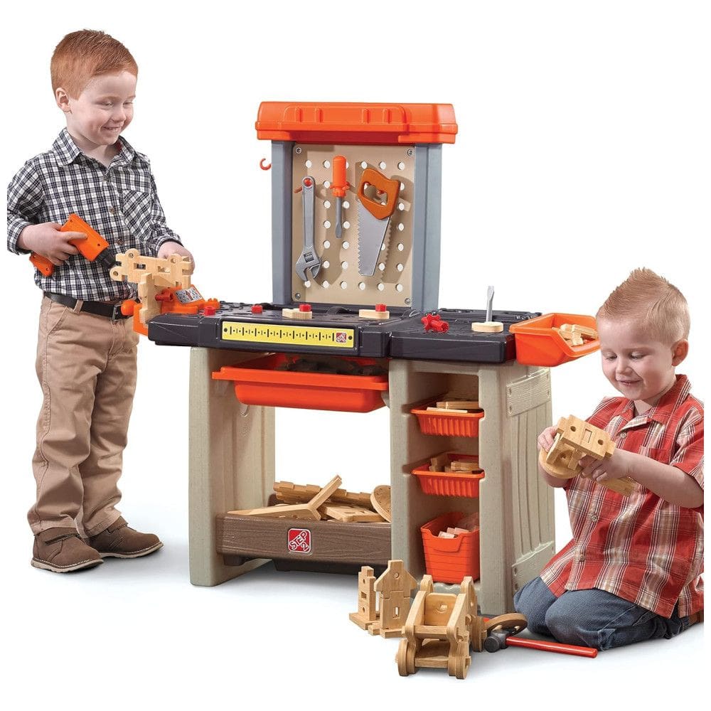 Bancada de Ferramentas Infantil Interno/Externo, Interativa com Sons, 35 Acessórios, Para Crianças a Partir de 3 Anos, Step2, Colorida