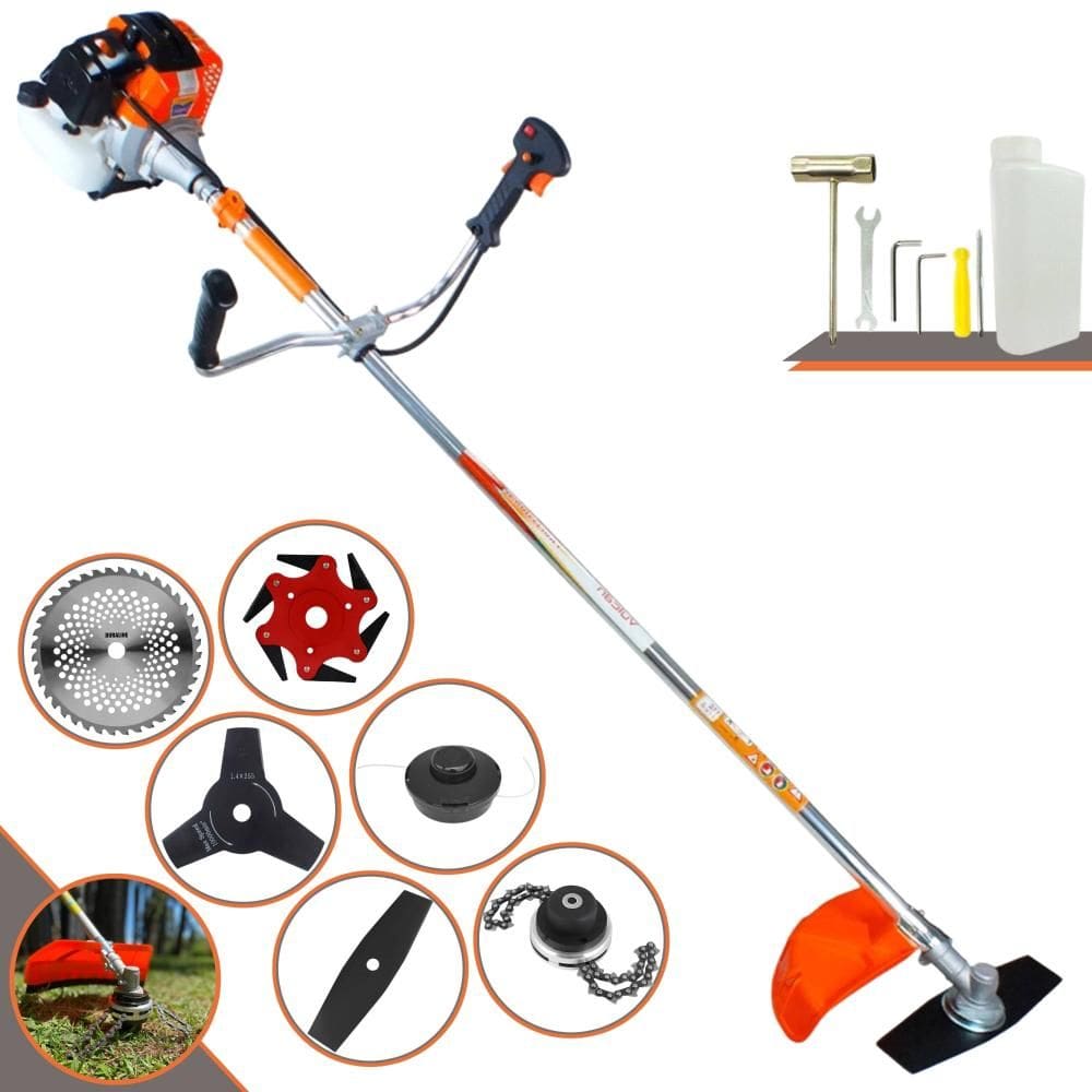 Máquina de Cortar Grama À Gasolina Vulcan VR430S 2 Tempos 43cc 1,7HP 10.000rpm Roçadeira Completa Multifunções Com 6 Opções de Cortes