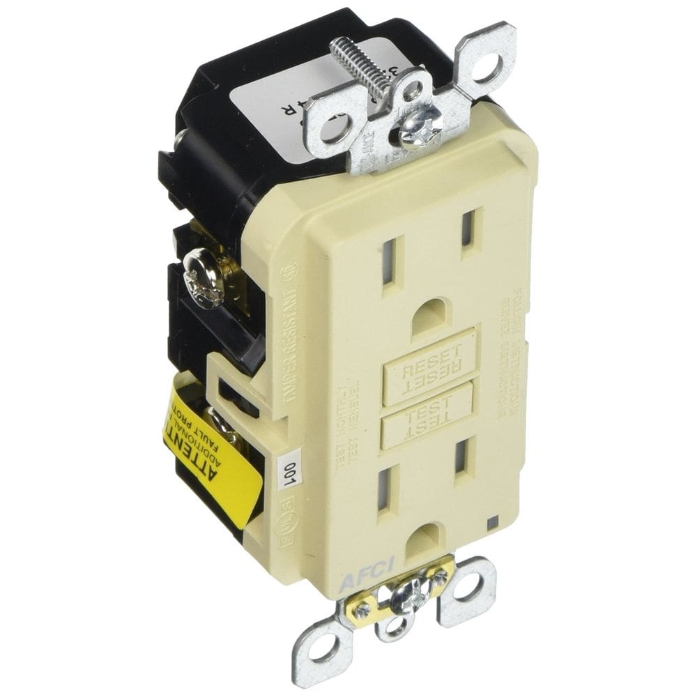 Tomada elétrica resistente a adulterações Leviton AFCI 15A Ivory