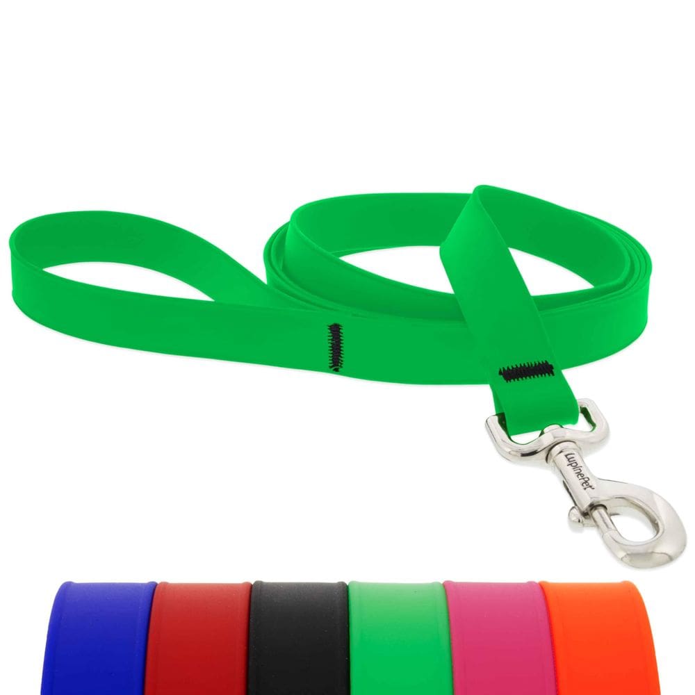 Coleira para cães LupinePet Verde Neon com 2,5 cm de largura e 1,8 m de comprimento à prova d`água