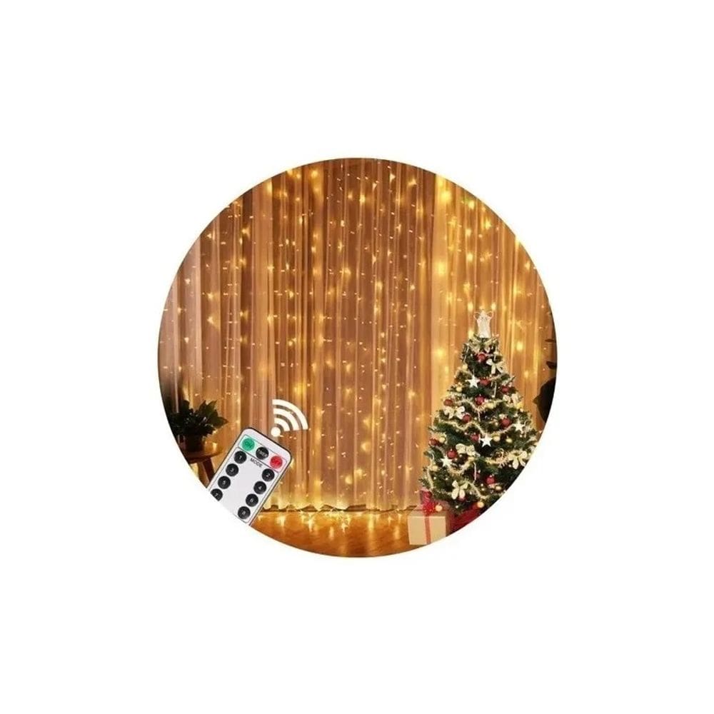 Luzes de cortina, controle de LED de Natal, 3 m, 300 LEDs, alimentados por USB