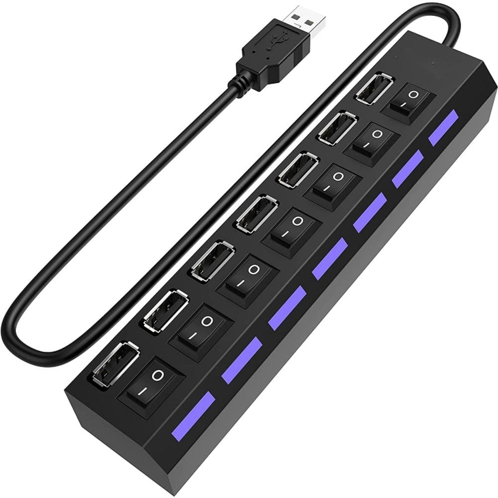 Hub USB de 7 portas USB 2.0 de alta velocidade com luz indicadora LED