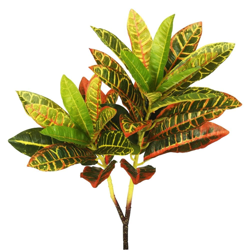 Planta artificial Vickerman Croton Spray 58 cm, pacote com 3 unidades, verde