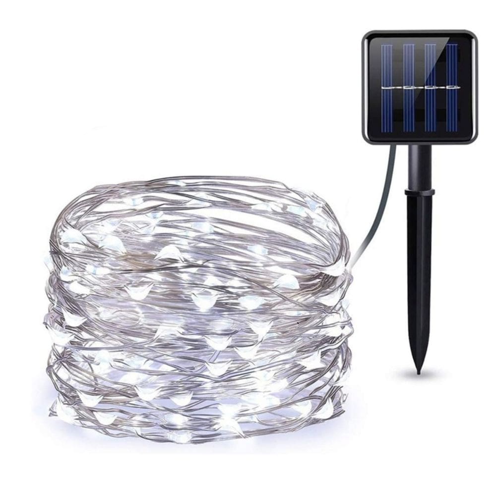 Luzes de coroa de arame solar 200 LED Frioo 20m com energia solar