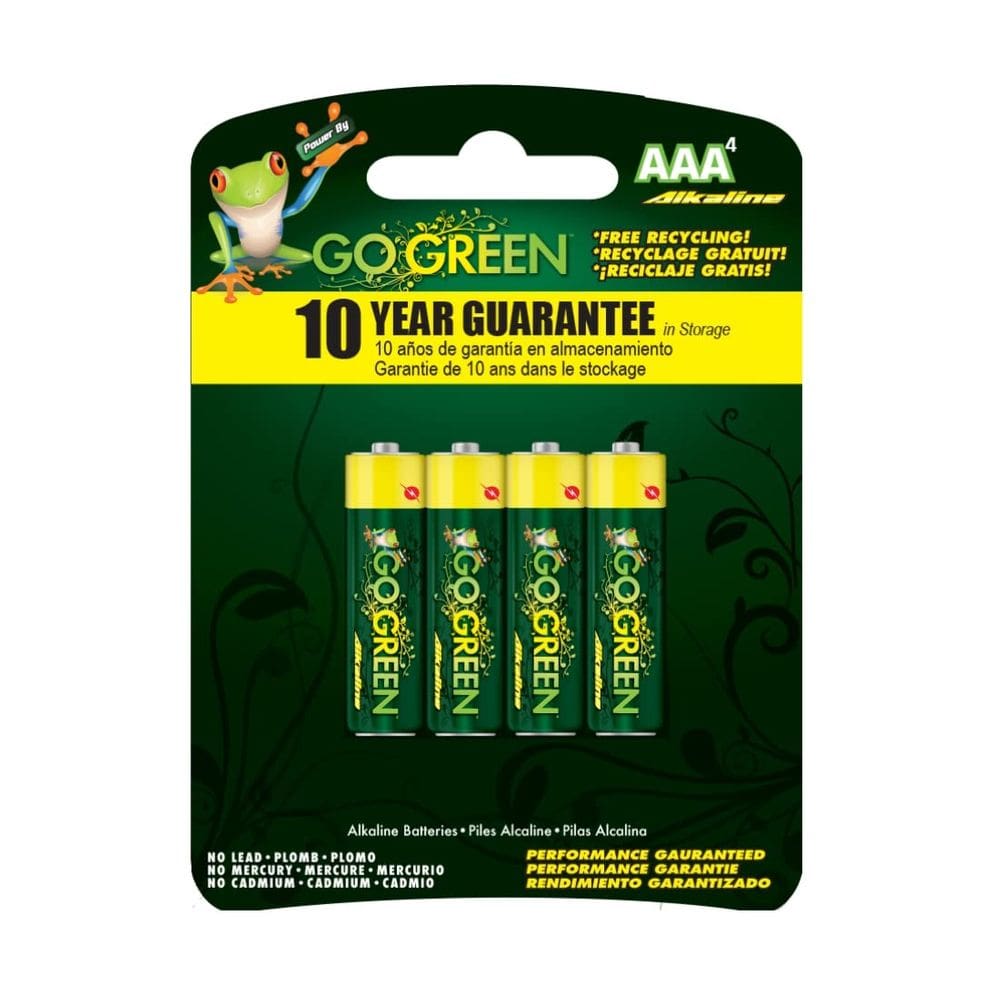 Battery Go Green Power AAA Alkaline, pacote com 4 unidades, ecológico