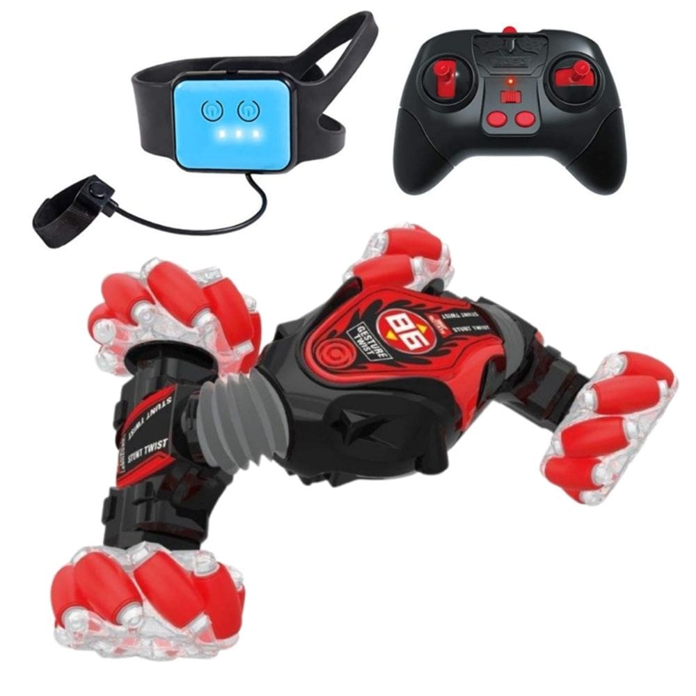 Carro acrobático de controle remoto grande vermelho com sensor de mão