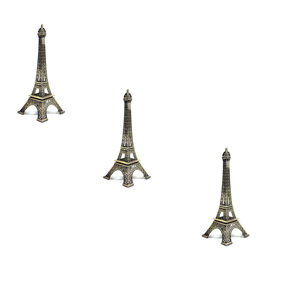 Kit 3 Enfeite Ornamental Miniatura Torre Eiffel Paris 18cm