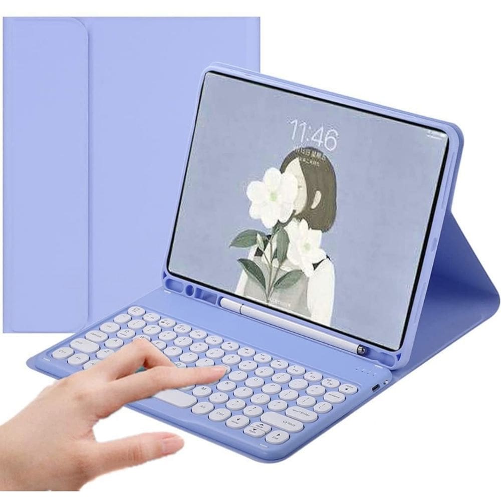 Capa de teclado e mouse para Galaxy Tab S6 Lite roxa