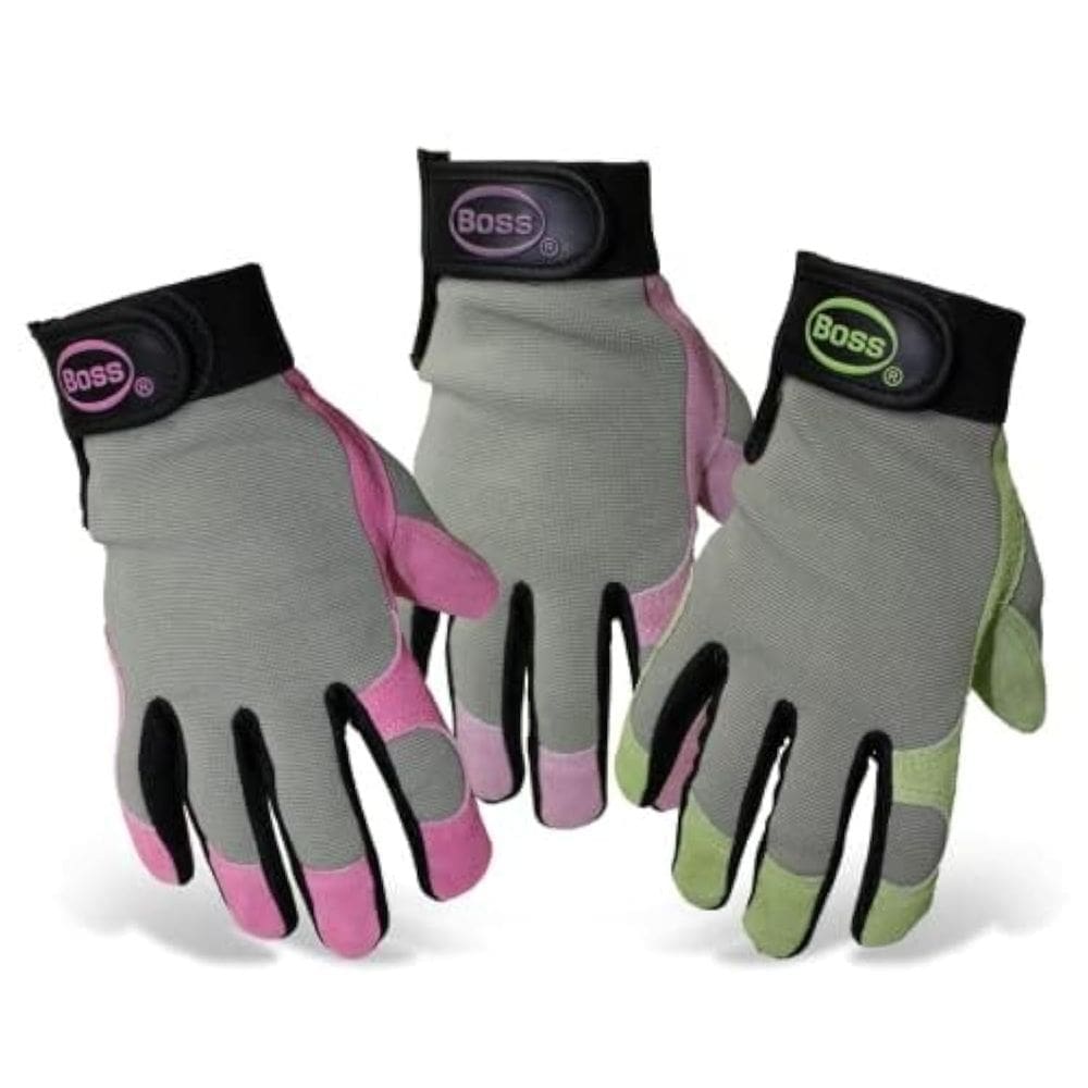 Luvas de proteção BOSS, couro feminino, grandes e variadas cores