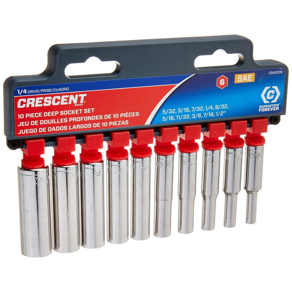 Conjunto de soquetes Crescent 10 peças 1/4” Drive 6 Point SAE