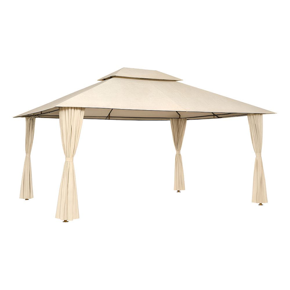 Gazebo Em Aco Com Cortinas Em Poliester 4x3m - Tenda Malibu Bege