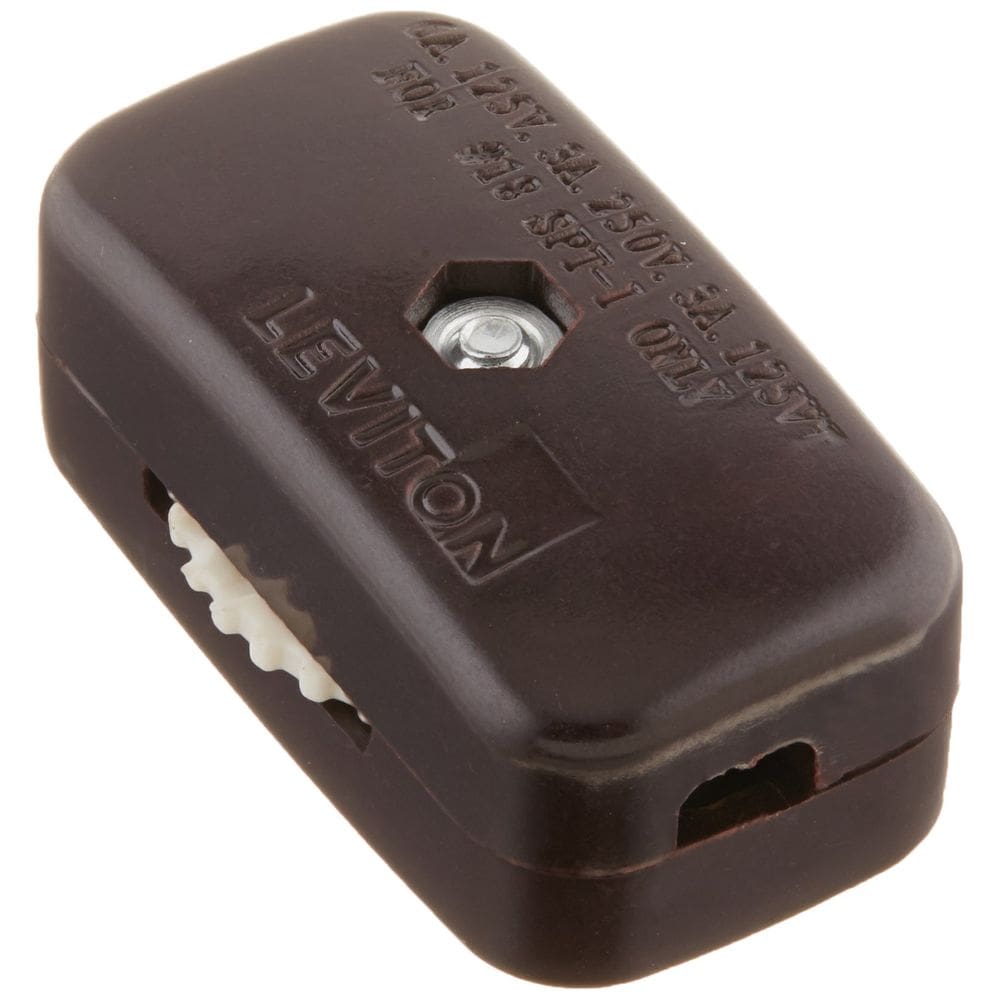 Interruptor de cabo de lâmpada Leviton Feed-Through 423-3K Brown