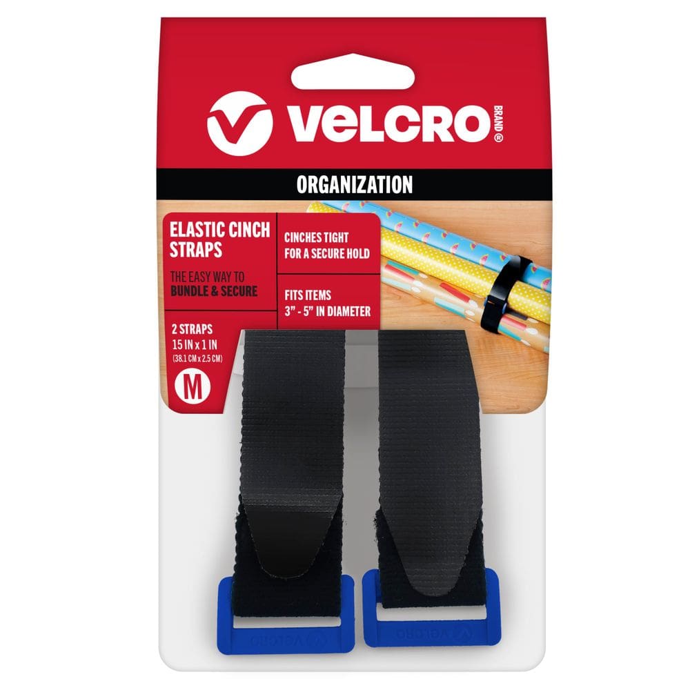 Alças elásticas da marca fecho aderente, 38 cm x 2,5 cm, pacote com 2