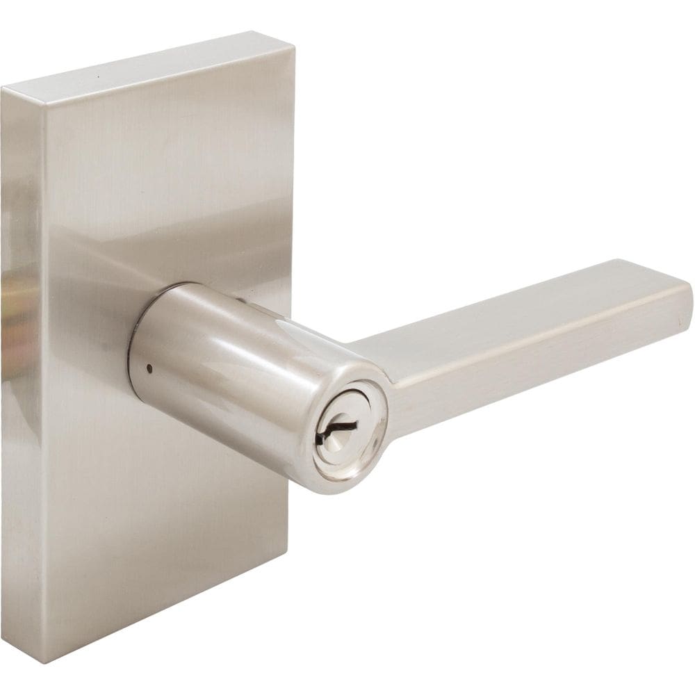 Alavanca de porta Stone Harbor Hardware Viena Entrada com chave de níquel acetinado