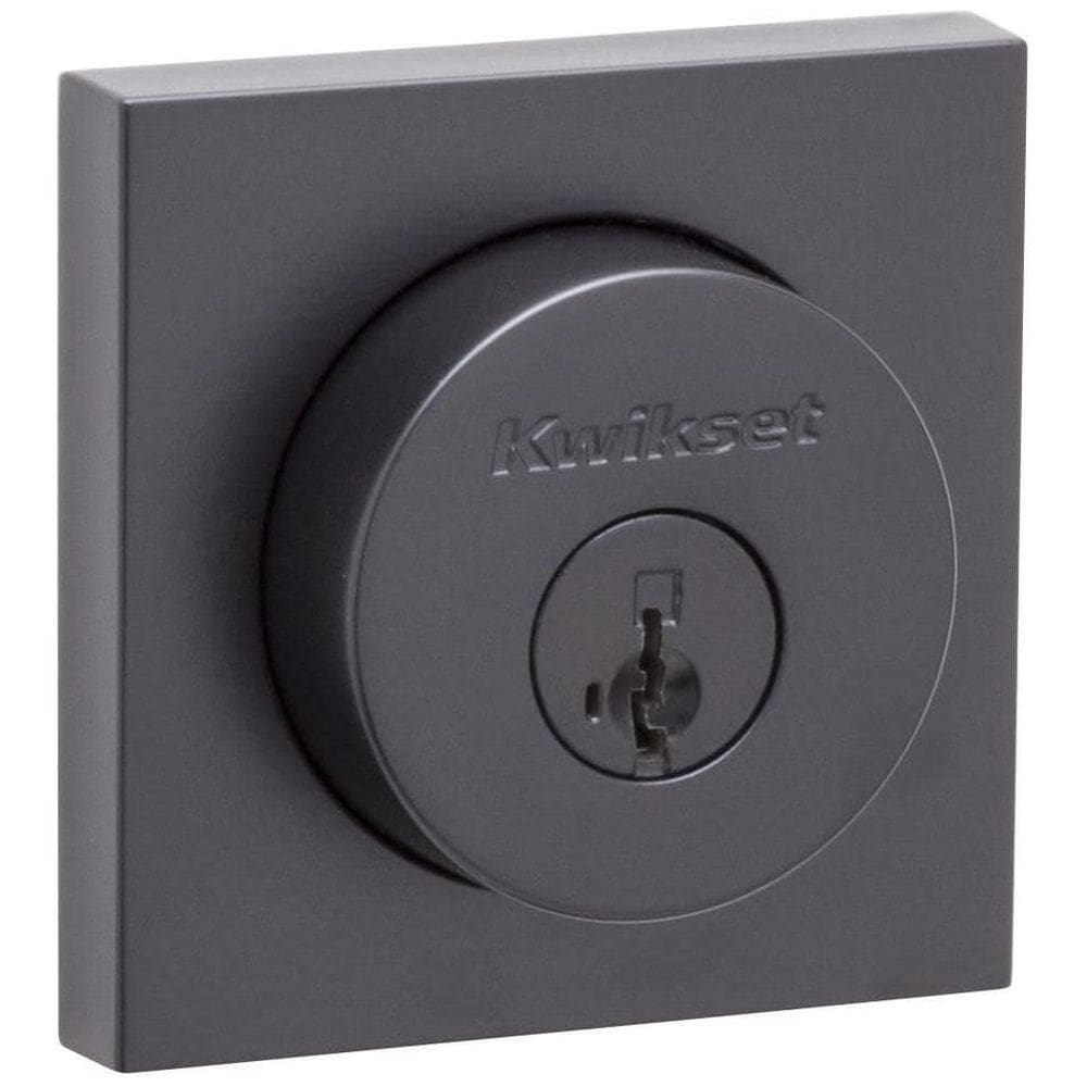 Cerrojo Cuadrado Kwikset Halifax con Roseta en Negro Mate