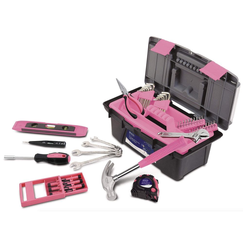 Conjunto de ferramentas Apollo Tools 53 peças para reparos de bricolage, fita rosa
