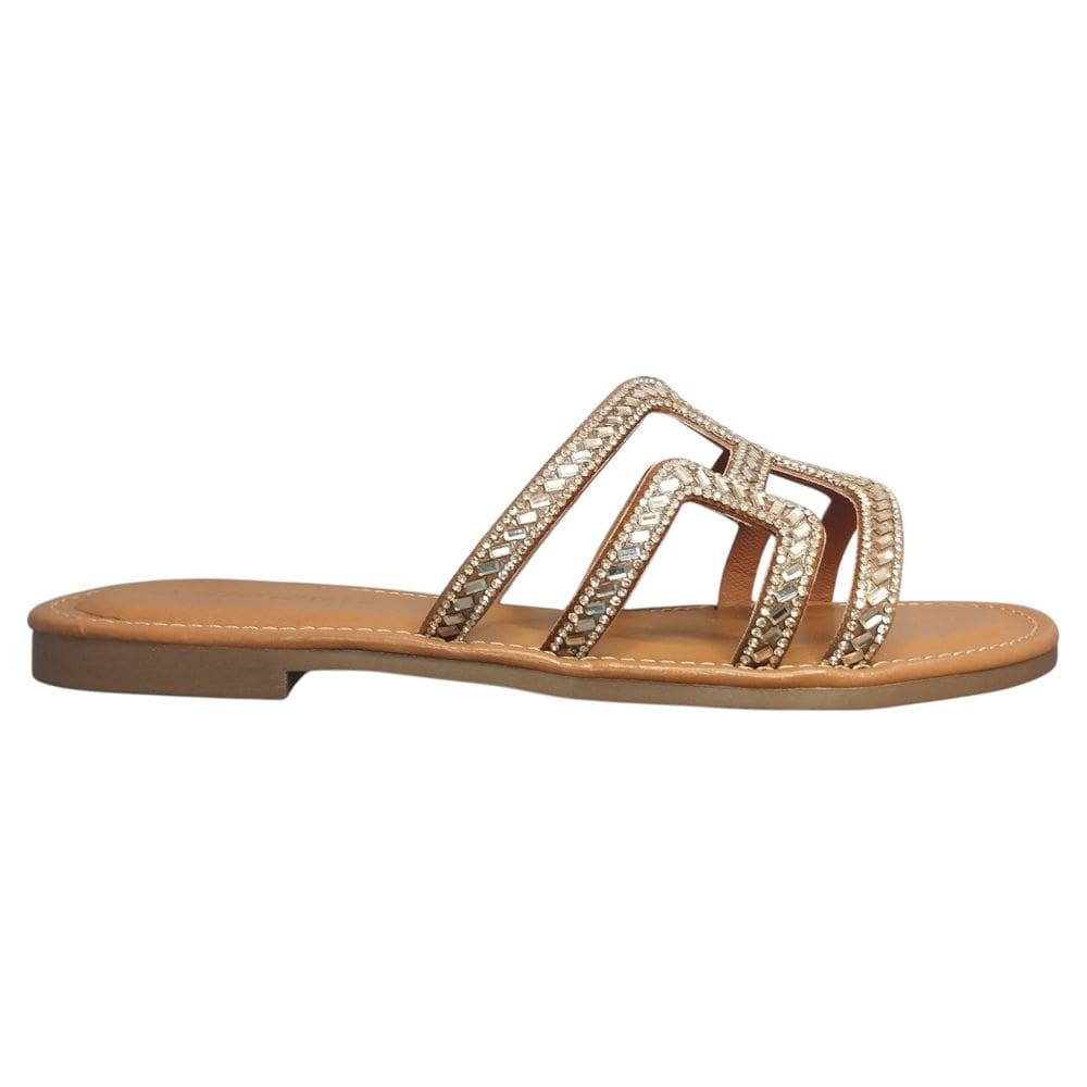 Rasteira Chinelo Feminino Via Marte Tiras Strass 308-004