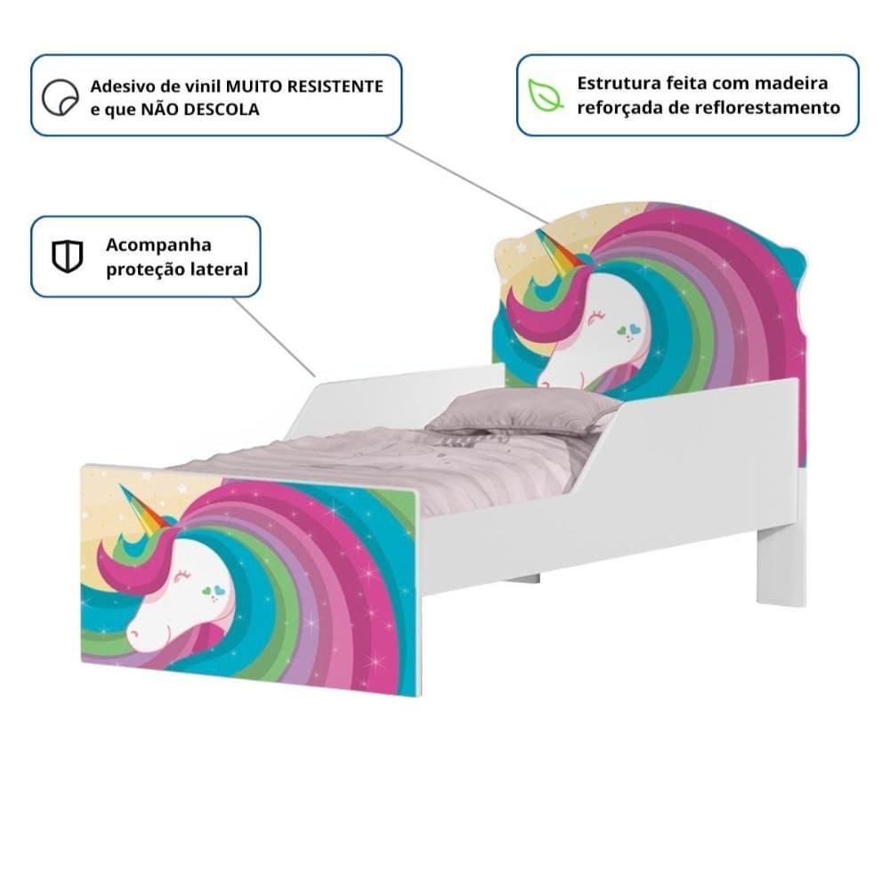 Bicama Mini Snap Unicórnio Arco Íris com Colchões