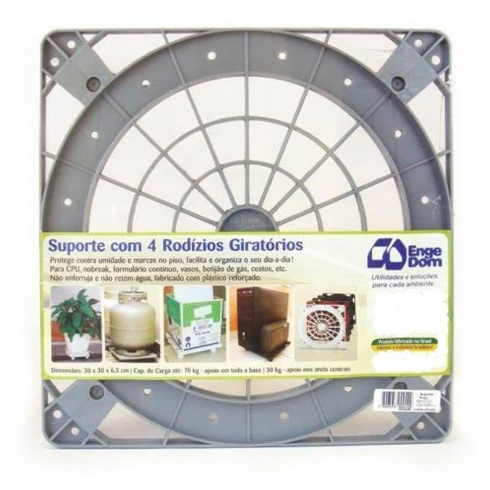 Suporte Com 4 Rodizios Prata - 129 - Engedom Suporte C-4 Rodizios Prata 129 Engedom