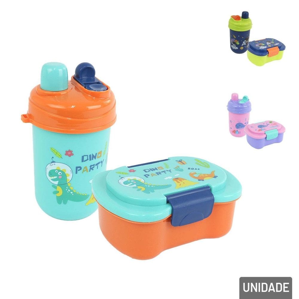 Marmita Infantil 3 Peças Garrafa 600ml - Tudo em Caixa