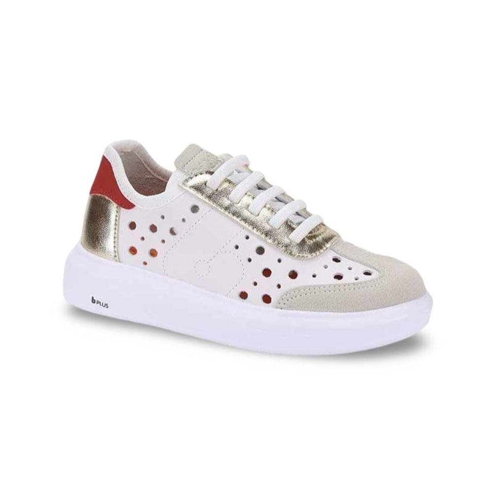 Tênis Infantil Menina Bibi Glam Branco e Dourado