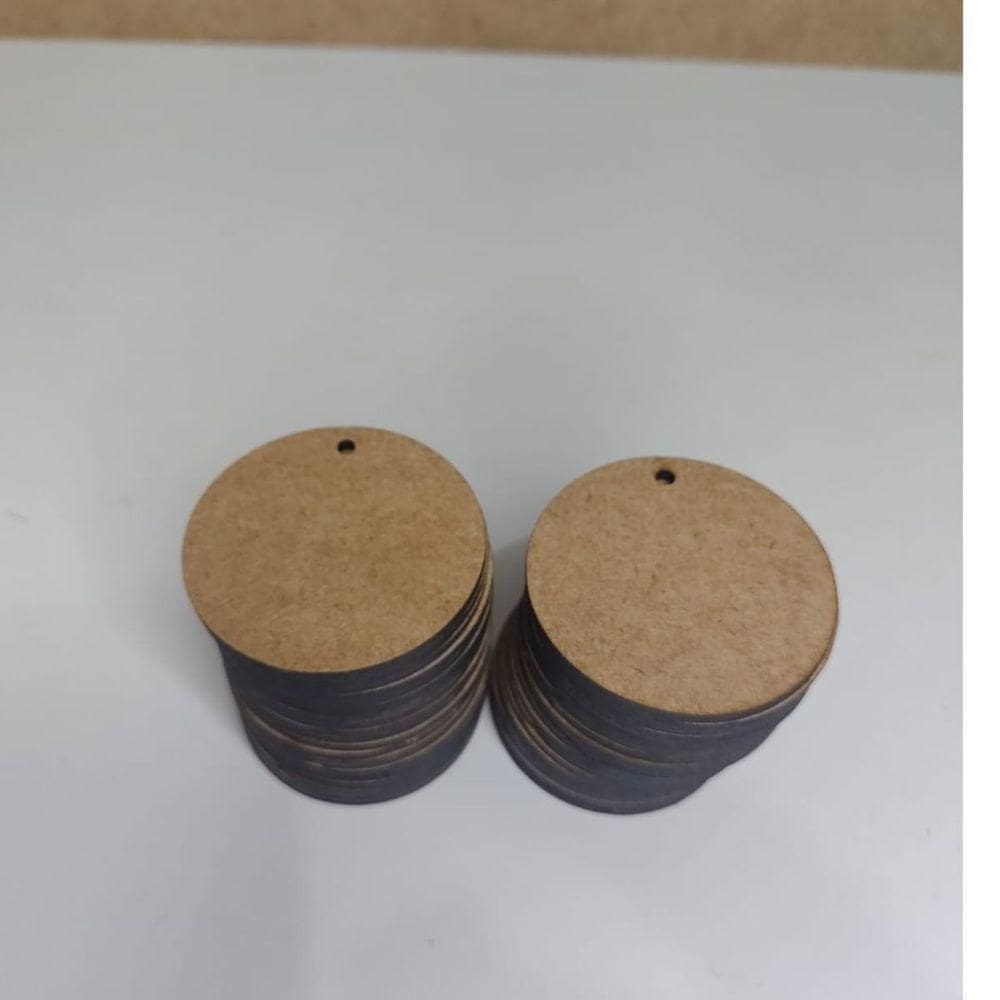 Disco Pequeno Para Chaveiro Mdf Cru 5 Cm C-1 Furo 100 Peças