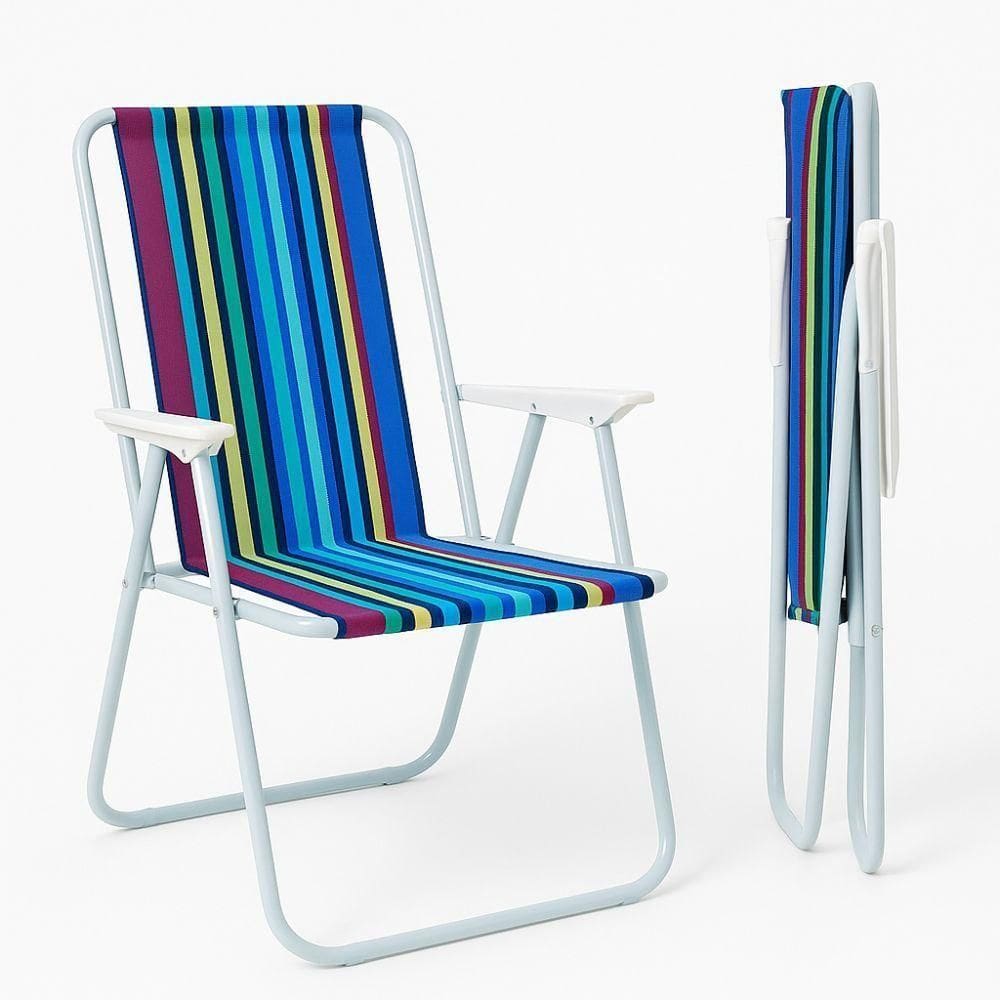 Cadeira Praia Alta Portátil Dobrável Metal Resistente Leve