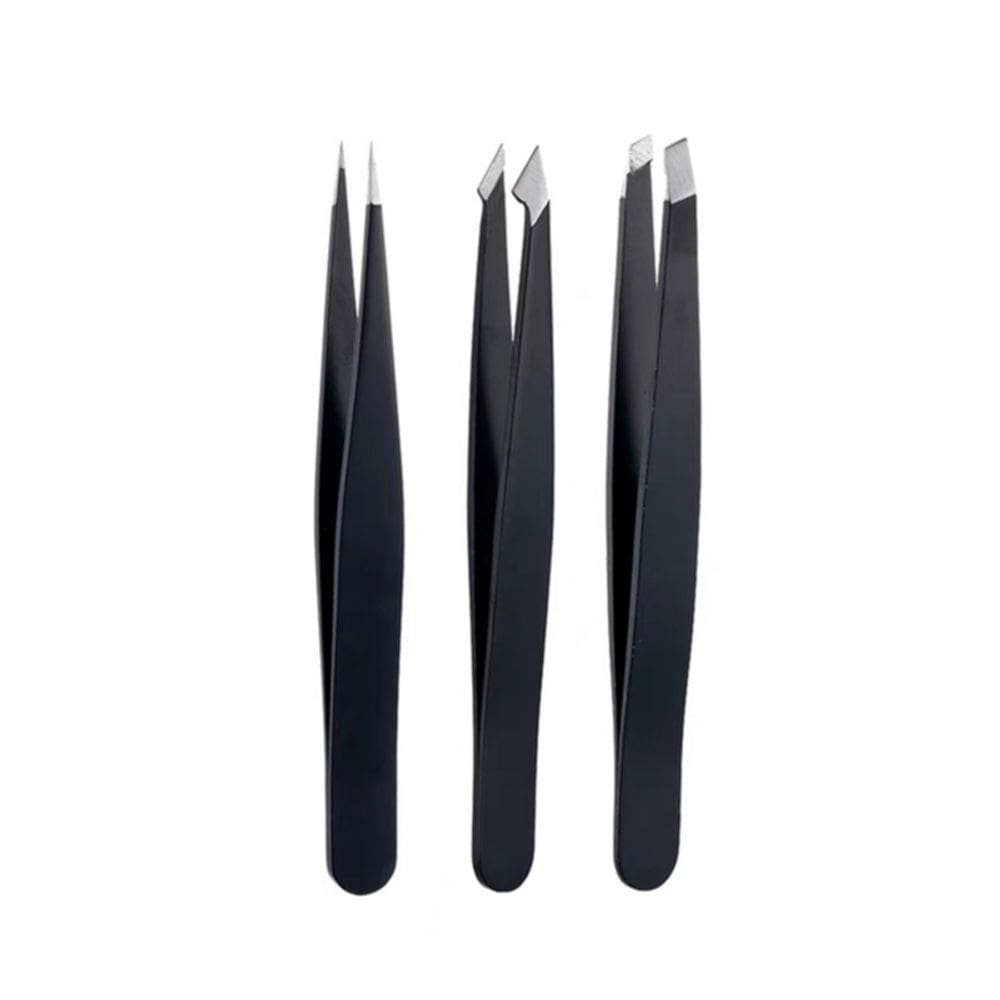 Conjunto de pinças de 3 sobrancelhas com ponta facial em aço inoxidável
