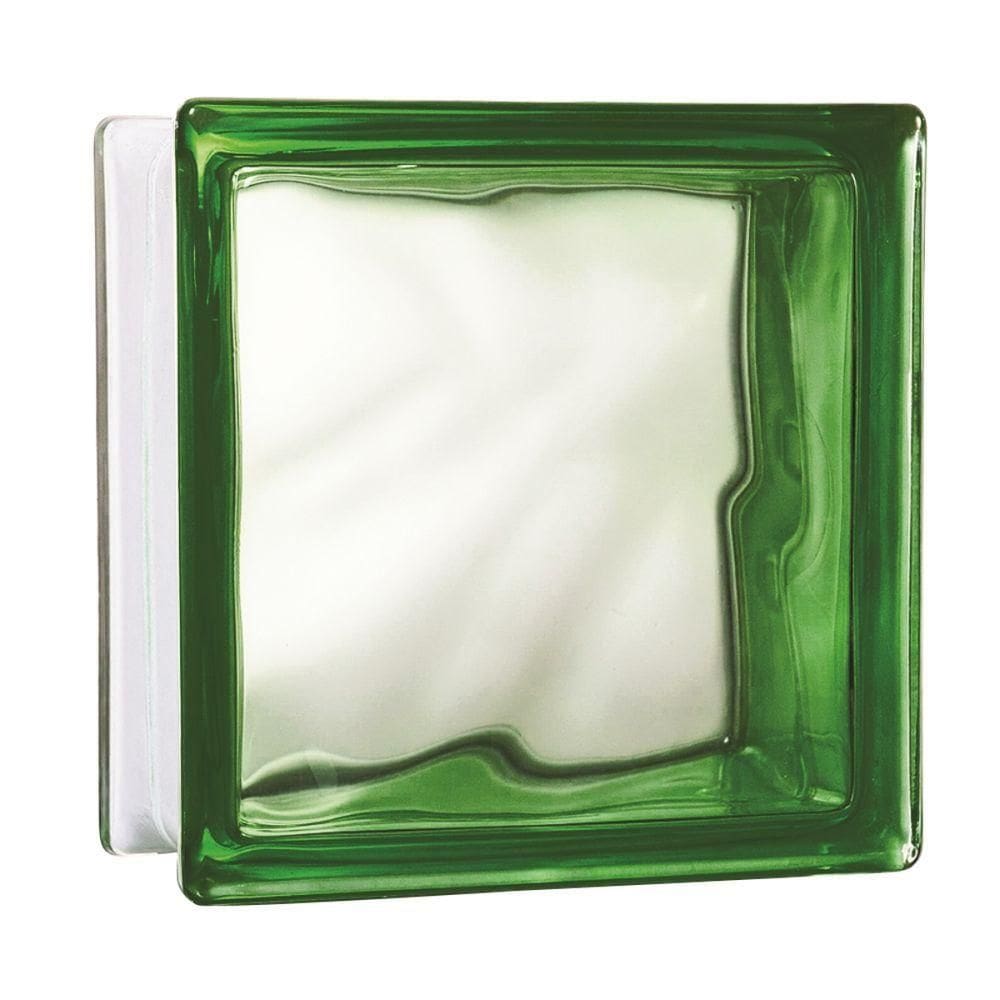 Tijolo De Vidro 19 X 19 X 8 Cm Cloudy S-color Verde 06 Unidades Tradestar