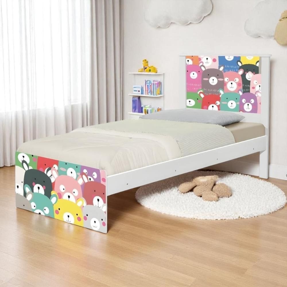 Cama Juvenil Zap com Cabeceira Ursinhos Coloridos