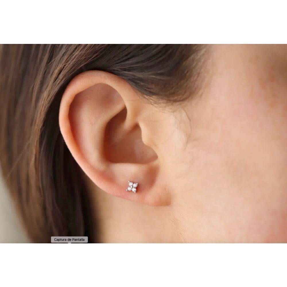 Brincos Flower Small Zirconia 925 em prata esterlina banhada a ouro