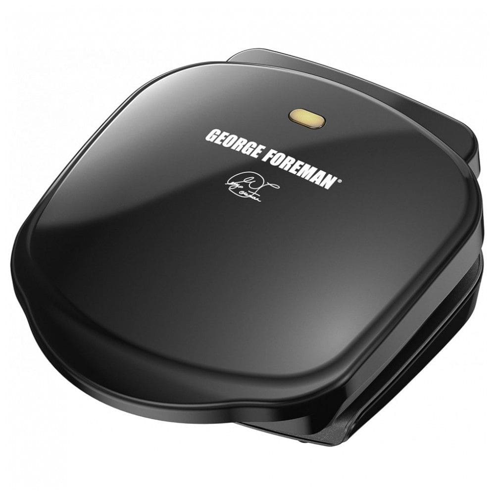George Foreman, grelha elétrica interna clássica para 2 porções e prensa Panini. Preto. Tamanho pequeno e compacto