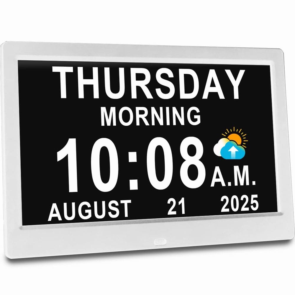 Relógio digital falante MASSII de 11,5 polegadas com 19 alarmes para idosos