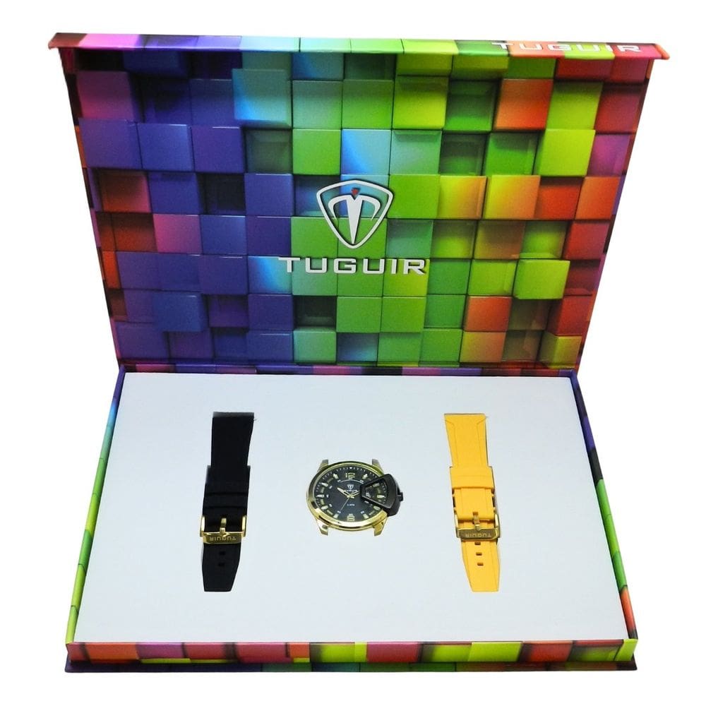 Relógio Masculino Tuguir Analógico 2397 Dourado e Preto ou Amarelo