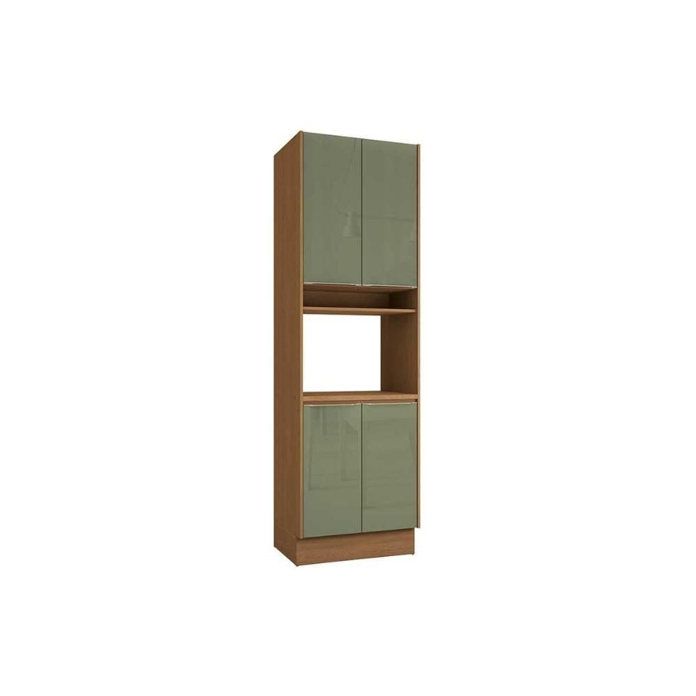 Paneleiro de Cozinha Vibra T629 c/ 4 Portas e 1 Nicho p/ Forno 70cm Canela/Verde Pistache Lacca - Kappesberg