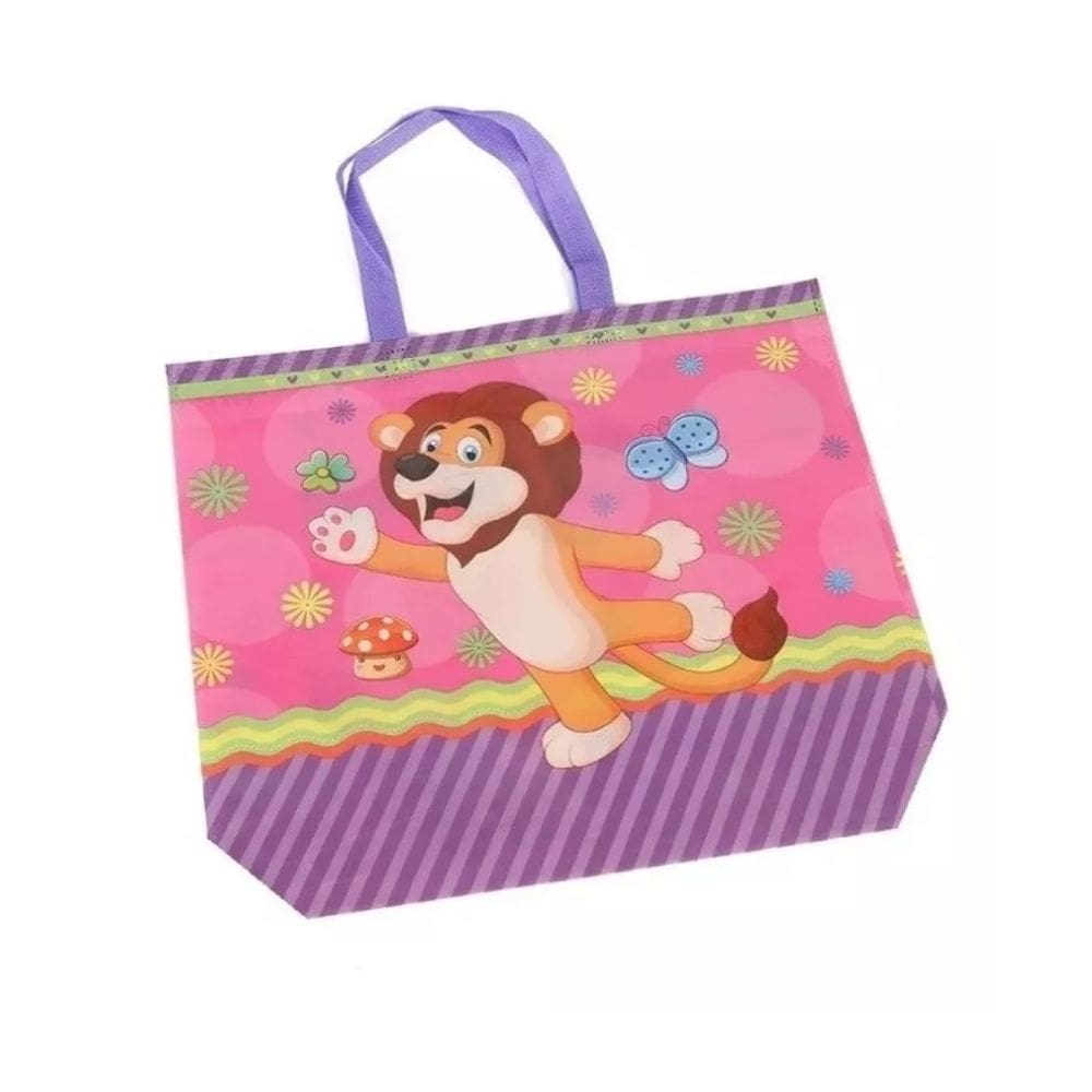 Pacote de sacolas reutilizáveis com 12 presentes animados de compras em D 39 x 30 cm