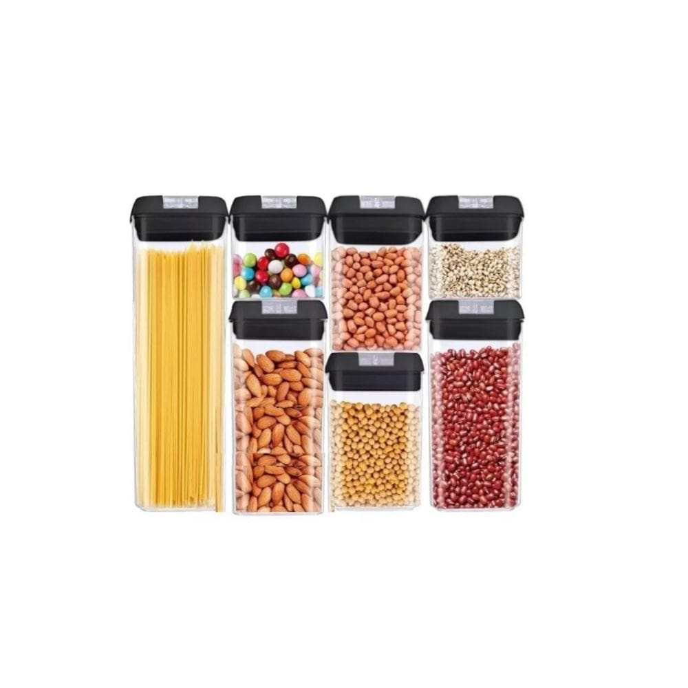 Conjunto de armazenamento de recipientes para alimentos com 7 tampas herméticas em acrílico/BPA