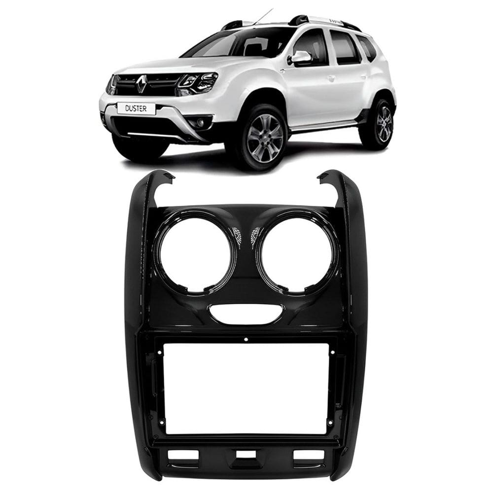 Moldura 9 Polegadas Oroch 2015 à 2022 Black Piano Painel Central Multimidia Som